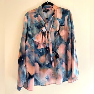 Eloquii Pink and Blue Pattern Blouse